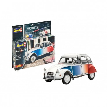 KIT PARA MONTAR REVELL 67653 MODEL SET CARRO CITROËN 2CV COCORICO 1/24 COMPLETO COM TINTAS COLA E PINCEL REV 67653